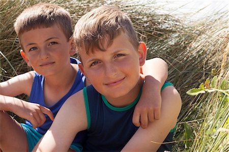 Portrait of two brothers, Wales, UK Stock Photo - Premium Royalty-Free, Code: 649-07239477