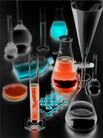 studio photography glassware - Laboratory glassware cross processed Stock Photo - Premium Royalty-Free, Code: 649-07279822