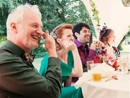 father daughter romance - Newly married couple with parents at wedding reception Stock Photo - Premium Royalty-Free, Code: 649-07280113