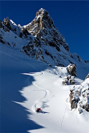 davos - Man skiing in Davos, Switzerland Fotografie stock - Premium Royalty-Free, Codice: 649-07280254