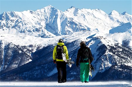 simsearch:649-06844056,k - Snowboarders in Serre Chevalier, Briancon, France Stock Photo - Premium Royalty-Free, Code: 649-07280253