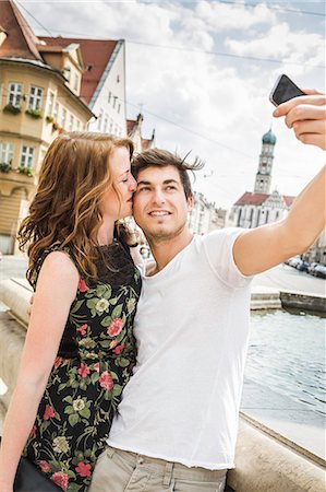 selfie travel - Young couple taking self portrait photograph Stock Photo - Premium Royalty-Free, Code: 649-07436309