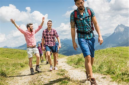 people walking to the mountain - Group of friends hiking, Tyrol, Austria Stock Photo - Premium Royalty-Free, Code: 649-07437568