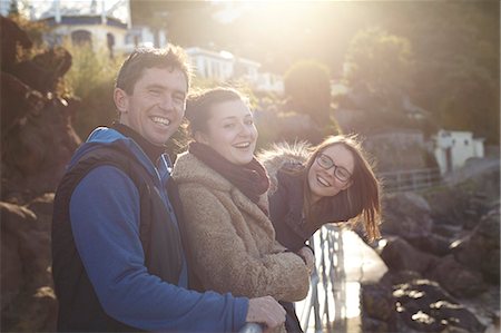 Friends on day trip in Devon, UK wearing winter clothing Stock Photo - Premium Royalty-Free, Code: 649-07438152