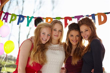 simsearch:649-07520247,k - Birthday party and four teenage girls Stock Photo - Premium Royalty-Free, Code: 649-07520271