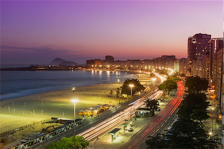 Highway and Copacabana beach at night,  Rio De Janeiro, Brazil Stock Photo - Premium Royalty-Free, Code: 649-07521140