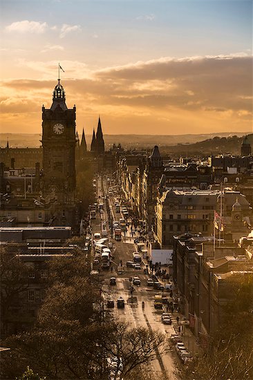 View of Princes Street in Edinburgh from Calton Hill Stock Photo - Premium Royalty-Free, Image code: 649-07560508