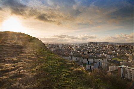 day - View of the City of Edinburgh from Salisbury Crags Stock Photo - Premium Royalty-Free, Code: 649-07560509