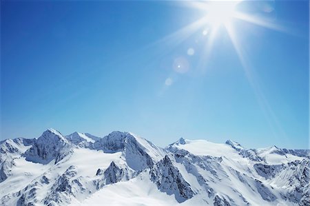 snow and blue sky - View of snow covered mountain range, Hochgurgi, Austria Stock Photo - Premium Royalty-Free, Code: 649-07596376