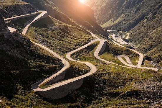 View of old road to Gotthard Pass, Switzerland Stock Photo - Premium Royalty-Free, Image code: 649-07596464