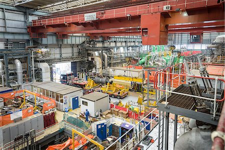 Turbine hall in repair during power station outage, high angle view Stock Photo - Premium Royalty-Free, Code: 649-07710166