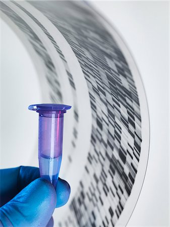 Genetic sample and DNA autoradiogram Photographie de stock - Premium Libres de Droits, Code: 649-07710389