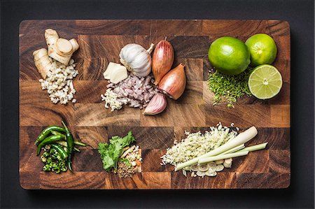 Ingredients for making green curry paste Stock Photo - Premium Royalty-Free, Code: 649-07710499