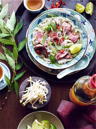 soup top view - Still life of pho bo hero, vietnamese meal Stock Photo - Premium Royalty-Free, Code: 649-07710537