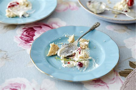Empty plate with meringue crumbs Photographie de stock - Premium Libres de Droits, Code: 649-07760781