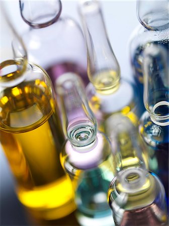 drug discovery - A variety of drug treatments in glass bottles, close-up Stock Photo - Premium Royalty-Free, Code: 649-07804081