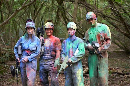 Paintball players in paintball wear marked with paint Stock Photo - Premium Royalty-Free, Code: 649-07804598