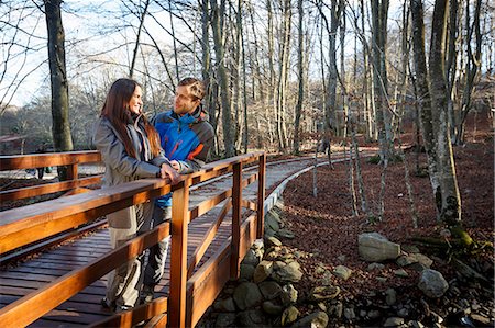 simsearch:649-08060458,k - Hikers on bridge, Montseny, Barcelona, Catalonia, Spain Stock Photo - Premium Royalty-Free, Code: 649-08060483