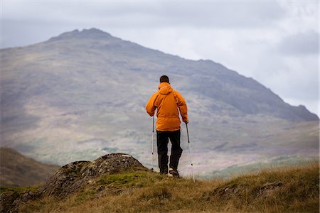simsearch:649-08084705,k - Rear view of young male hiker looking out to mountain, The Lake District, Cumbria, UK Stockbilder - Premium RF Lizenzfrei, Bildnummer: 649-08084710