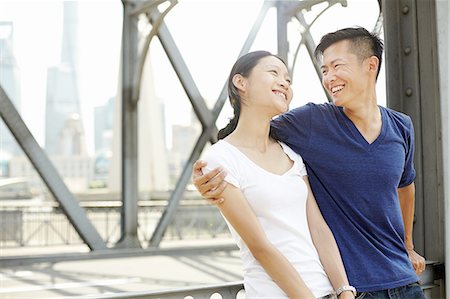 simsearch:649-09078437,k - Smiling romantic tourist couple, The Bund, Shanghai, China Stock Photo - Premium Royalty-Free, Code: 649-08086340