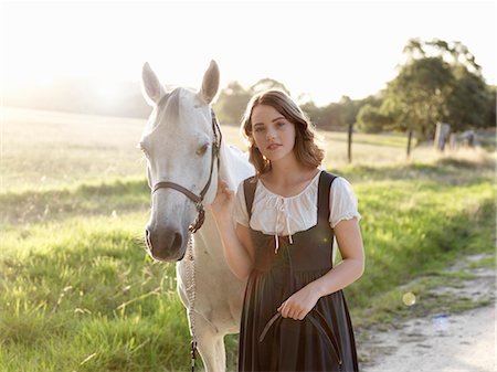 simsearch:649-08900813,k - Portrait of teenage girl and her grey horse Stock Photo - Premium Royalty-Free, Code: 649-08124917