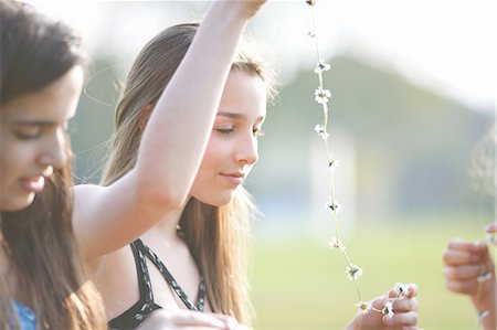 simsearch:649-07520247,k - Teenage girls making daisy chains in park Stock Photo - Premium Royalty-Free, Code: 649-08145164
