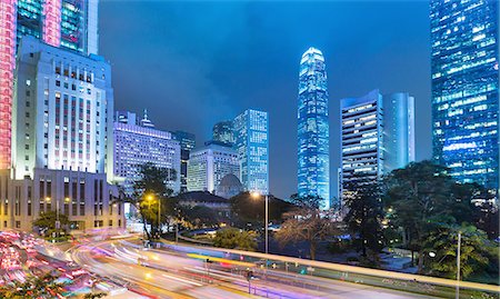 Central Hong Kong business district, Chater garden and skyline with IFC building, Hong Kong, China Foto de stock - Sin royalties Premium, Código: 649-08145395