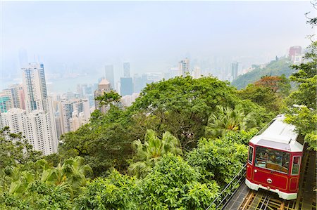 Peak tram and central Hong Kong skyline, Hong Kong, China Photographie de stock - Premium Libres de Droits, Code: 649-08145401