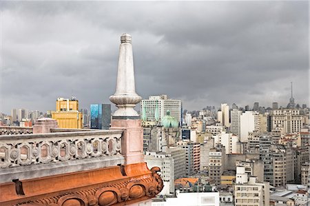 south america landscape not people - Corner detail of Martinelli building roof terrace, Sao Paulo, Brazil Stock Photo - Premium Royalty-Free, Code: 649-08180469