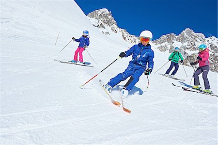 family skiing - Family on ski trip, Chamonix, France Stock Photo - Premium Royalty-Free, Code: 649-08232454