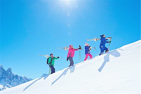 family skiing - Family on ski trip, Chamonix, France Stock Photo - Premium Royalty-Free, Code: 649-08232458