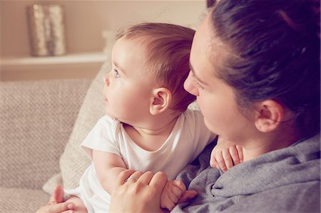 simsearch:649-07596595,k - Mother and baby boy playing in living room Stock Photo - Premium Royalty-Free, Code: 649-08232555