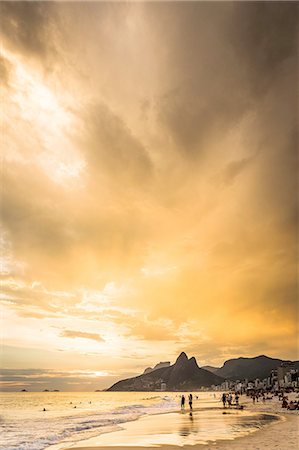 simsearch:649-08085699,k - View of Ipanema Beach and Padre Dois Irmaos against dramatic sky, Rio De Janerio, Brazil Stock Photo - Premium Royalty-Free, Code: 649-08232551