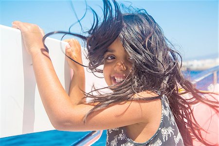 simsearch:649-08086498,k - Cute girl with windswept hair on boat trip, Tarifa, Spain Stockbilder - Premium RF Lizenzfrei, Bildnummer: 649-08232880
