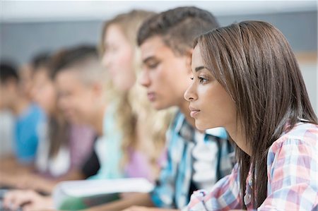 simsearch:649-07280093,k - Row of teenage high school students working on computers Stock Photo - Premium Royalty-Free, Code: 649-08306311