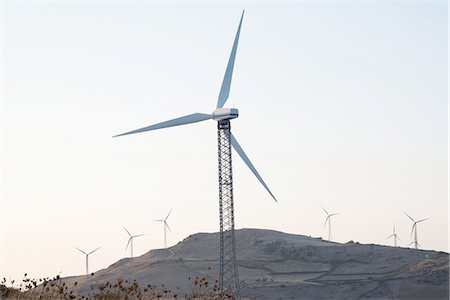 Wind turbines on mountain, Castelsardo, Sardinia, Italy Stock Photo - Premium Royalty-Free, Code: 649-08327878