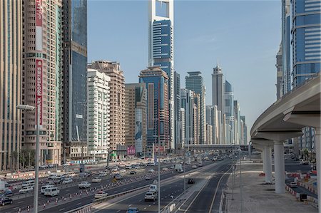 City skyline and Sheikh Zayed Road, downtown Dubai, United Arab Emirates Stock Photo - Premium Royalty-Free, Code: 649-08328439