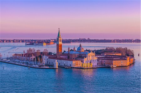 Elevated view of an island in Venetian Lagoon at sunset, Italy Stock Photo - Premium Royalty-Free, Code: 649-08329002