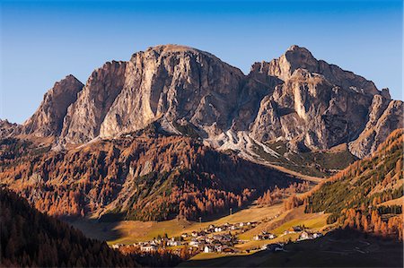 Mountain landscape and valley village, Dolomites, Italy Stock Photo - Premium Royalty-Free, Code: 649-08548939