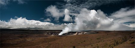 Panorama of Halemaumau Crater, Volcanoes National Park, Big Island, Hawaii Photographie de stock - Premium Libres de Droits, Code: 649-08564068