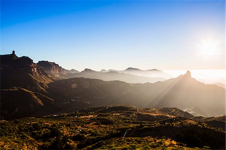 Highland landscape at sunset, Gran Canaria, Canary Islands Stock Photo - Premium Royalty-Free, Code: 649-08565652