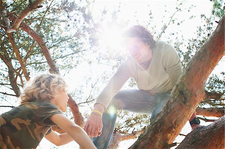 simsearch:695-03385136,k - Father and son climbing tree Stock Photo - Premium Royalty-Free, Code: 649-08578083