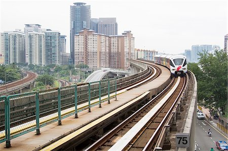 elevated train - View of monorail and tower blocks, Kuala Lumpur, Malaysia Stock Photo - Premium Royalty-Free, Code: 649-08632961