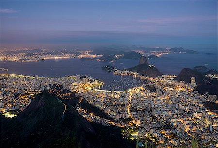 Distant view of Rio De Janeiro coastline at night, Brazil Stock Photo - Premium Royalty-Free, Code: 649-08633131