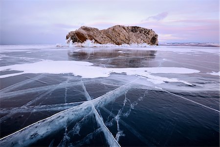 View of Borga-Dagan Island and frozen ice, Baikal Lake, Olkhon Island, Siberia, Russia Stock Photo - Premium Royalty-Free, Code: 649-08661132