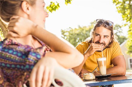 simsearch:649-08825304,k - Young couple drinking coffee at sidewalk cafe, Franschhoek, South Africa Stock Photo - Premium Royalty-Free, Code: 649-08661567