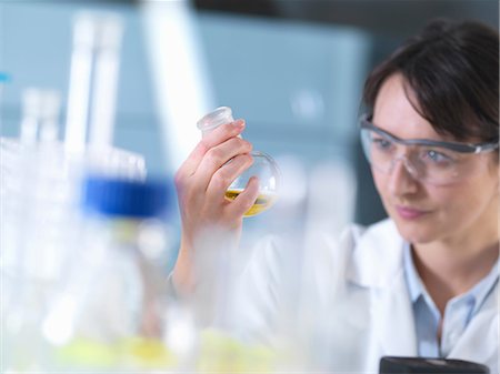 Scientist viewing chemical formula in beaker during  experiment in laboratory Photographie de stock - Premium Libres de Droits, Code: 649-08702121