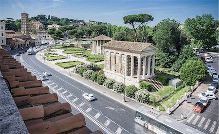 rome italy - High angle scenic view of roman ruins and road, Rome, Italy Stock Photo - Premium Royalty-Free, Code: 649-08703370