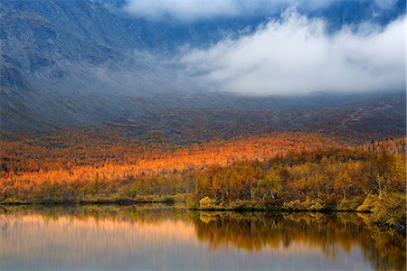 simsearch:649-08714235,k - Autumn color and low cloud at Maliy Vudjavr Lake, Khibiny mountains, Kola Peninsula, Russia Foto de stock - Sin royalties Premium, Código: 649-08703463