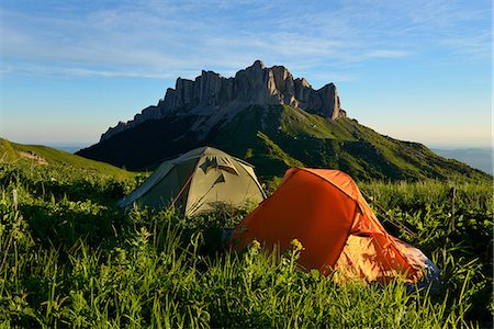 simsearch:649-08714266,k - Landscape with two tents,  Bolshoy Thach (Big Thach) Nature Park, Caucasian Mountains, Republic of Adygea, Russia Stock Photo - Premium Royalty-Free, Code: 649-08714240